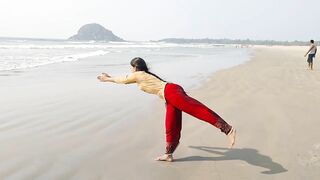 Easy beach yoga workout for beginners|surya namaskaralu|by #anshu|@A&A creations