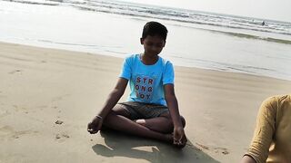 Easy beach yoga workout for beginners|surya namaskaralu|by #anshu|@A&A creations