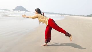 Easy beach yoga workout for beginners|surya namaskaralu|by #anshu|@A&A creations