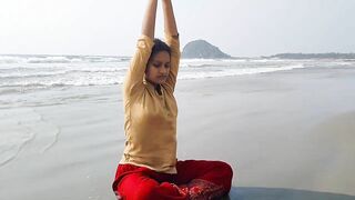 Easy beach yoga workout for beginners|surya namaskaralu|by #anshu|@A&A creations