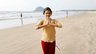 Easy beach yoga workout for beginners|surya namaskaralu|by #anshu|@A&A creations