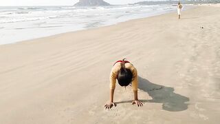 Easy beach yoga workout for beginners|surya namaskaralu|by #anshu|@A&A creations