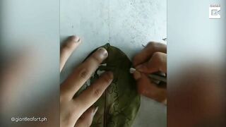 ART ON GIANT LEAVES // Artist Creates Celebrity Portraits On Leaves