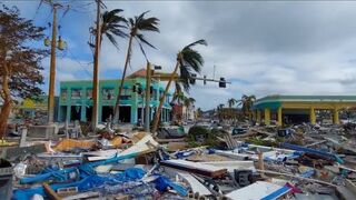 Footage of Times Square in Fort Myers Beach shows the level of destruction from Hurricane Ian.