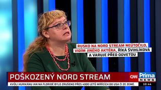 Rusko na Nord Stream neútočilo, vidím jiného aktéra, říká Švihlíková a varuje před odvetou