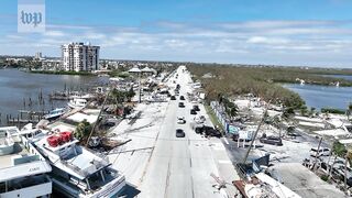 Drone footage of destruction of Fort Myers Beach, Fla.
