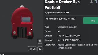 FREE ACCESSORY! HOW TO GET Double Decker Bus Football! (ROBLOX NFL TYCOON EVENT)