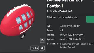 FREE ACCESSORY! HOW TO GET Double Decker Bus Football! (ROBLOX NFL TYCOON EVENT)