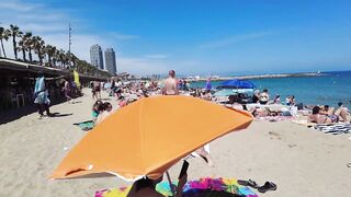 Beach Walk Spain - Beautiful Beach - Barceloneta Beach 2022