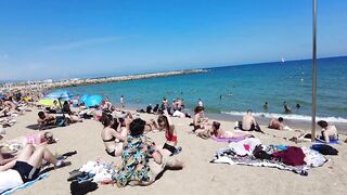 Beach Walk Spain - Beautiful Beach - Barceloneta Beach 2022