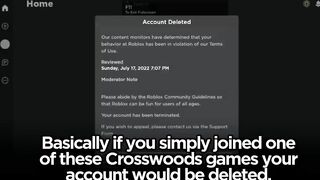 Roblox CROSSWOODS Ban Games are BACK