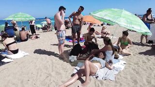 Barcelona Beach Walk - Spain Summer 2022 - Saint Miquel Beach