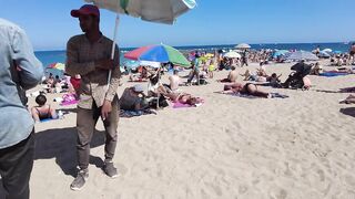 Barcelona Beach Walk - Spain Summer 2022 - Saint Miquel Beach