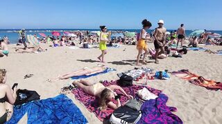 Barcelona Beach Walk - Spain Summer 2022 - Saint Miquel Beach