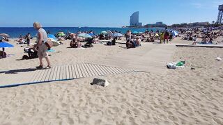 Barcelona Beach Walk - Spain Summer 2022 - Saint Miquel Beach