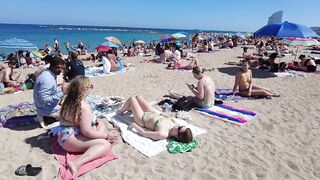 Barcelona Beach Walk - Spain Summer 2022 - Saint Miquel Beach