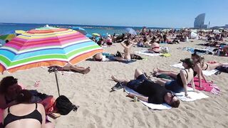 Barcelona Beach Walk - Spain Summer 2022 - Saint Miquel Beach