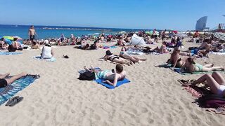 Barcelona Beach Walk - Spain Summer 2022 - Saint Miquel Beach