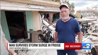 Fort Myers Beach man survives Hurricane Ian by hiding in refrigerator