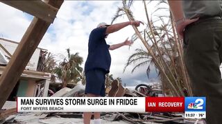 Fort Myers Beach man survives Hurricane Ian by hiding in refrigerator