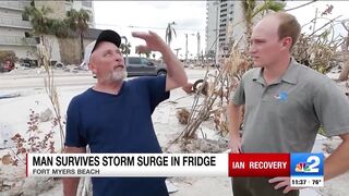 Fort Myers Beach man survives Hurricane Ian by hiding in refrigerator