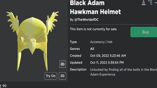 FREE ACCESSORY! HOW TO GET Black Adam Hawkman Helmet! (ROBLOX Black Adam ⚡ Experience)