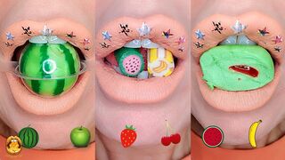 ASMR Eating Satisfying Fruit Emoji Food Challenge Mukbang 먹방