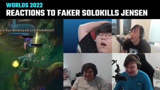 [Compilation] Casters and Streamers' reaction to Faker solokills Jensen | Worlds 2022 | T1 vs C9