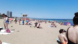 Beach Walk 4K - Barcelona Spain - Sant Miquel Beach - June 2022