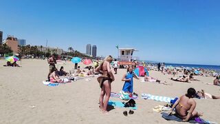 Beach Walk 4K - Barcelona Spain - Sant Miquel Beach - June 2022