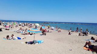 Beach Walk 4K - Barcelona Spain - Sant Miquel Beach - June 2022