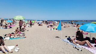 Beach Walk 4K - Barcelona Spain - Sant Miquel Beach - June 2022