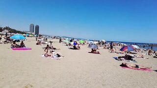 Beach Walk 4K - Barcelona Spain - Sant Miquel Beach - June 2022