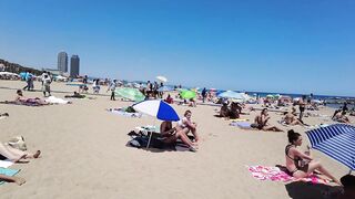 Beach Walk 4K - Barcelona Spain - Sant Miquel Beach - June 2022