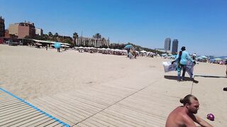 Beach Walk 4K - Barcelona Spain - Sant Miquel Beach - June 2022