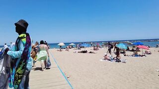 Beach Walk 4K - Barcelona Spain - Sant Miquel Beach - June 2022