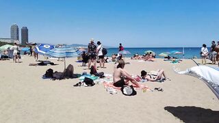 Beach Walk 4K - Barcelona Spain - Sant Miquel Beach - June 2022