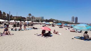 Beach Walk 4K - Barcelona Spain - Sant Miquel Beach - June 2022