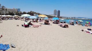 Beach Walk 4K - Barcelona Spain - Sant Miquel Beach - June 2022