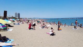 Beach Walk 4K - Barcelona Spain - Sant Miquel Beach - June 2022