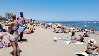 Beach Walk 4K - Barcelona Spain - Sant Miquel Beach - June 2022