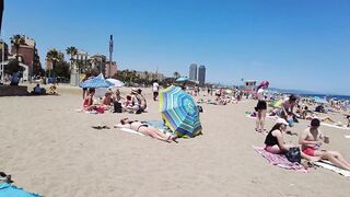 Beach Walk 4K - Barcelona Spain - Sant Miquel Beach - June 2022