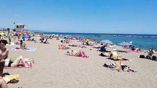 Beach Walk 4K - Barcelona Spain - Sant Miquel Beach - June 2022