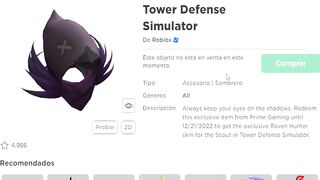 [GRATIS] COMO CONSEGUIR PROMOCODE RAVEN HUNTER HOOD - ROBLOX PRIME GAMING