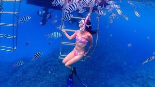 Deep Underwater Girl Swimming | Bikini Girls Swimming In Underwater 107 | Underwater Official 10M