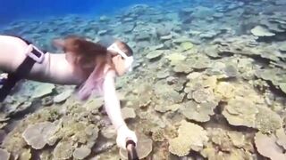 Deep Underwater Girl Swimming | Bikini Girls Swimming In Underwater 107 | Underwater Official 10M