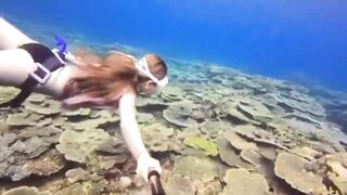 Deep Underwater Girl Swimming | Bikini Girls Swimming In Underwater 107 | Underwater Official 10M