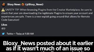 ROBLOX STUDIO PLUGINS WERE HACKED