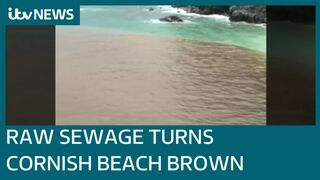 Raw sewage spills into sea at St Agnes Beach in Cornwall amid heavy rainfall | ITV News