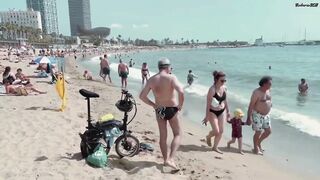 Playa del Somorrostro Barcelona Beach 4K Walk Tour